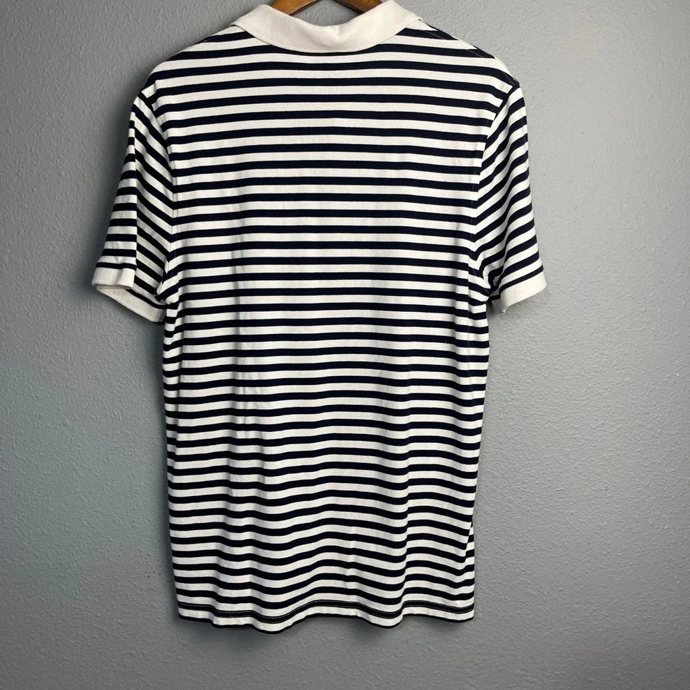 J.Crew‎ XL Navy Striped Polo Shirt Classic Fit Cotton Preppy Nautical Pocket